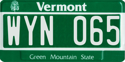 VT license plate WYN065