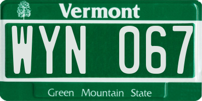VT license plate WYN067