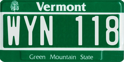 VT license plate WYN118