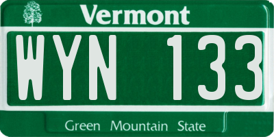 VT license plate WYN133