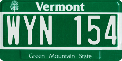 VT license plate WYN154