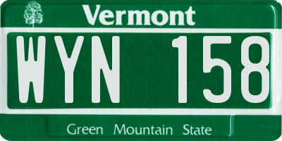 VT license plate WYN158