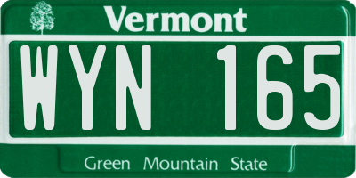 VT license plate WYN165