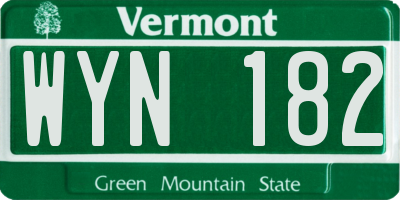 VT license plate WYN182