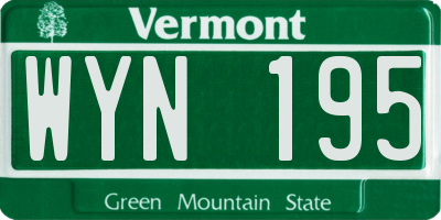 VT license plate WYN195
