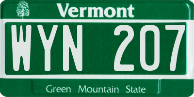 VT license plate WYN207