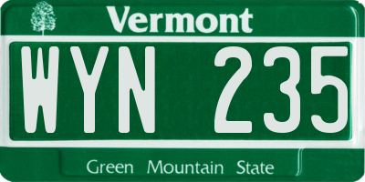 VT license plate WYN235