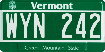 VT license plate WYN242