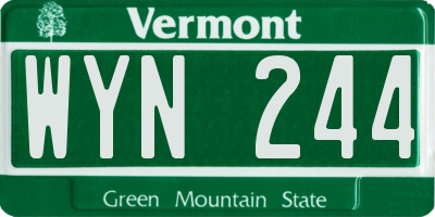 VT license plate WYN244