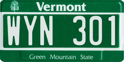 VT license plate WYN301