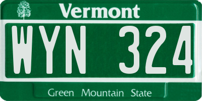 VT license plate WYN324