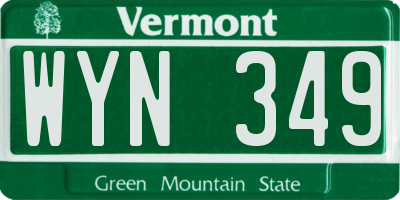 VT license plate WYN349