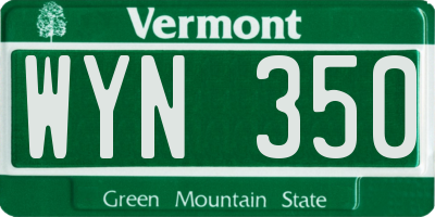 VT license plate WYN350