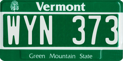 VT license plate WYN373