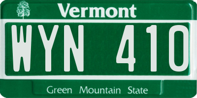 VT license plate WYN410