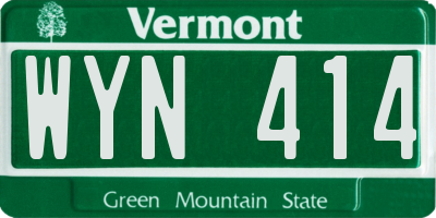VT license plate WYN414
