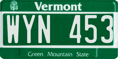 VT license plate WYN453