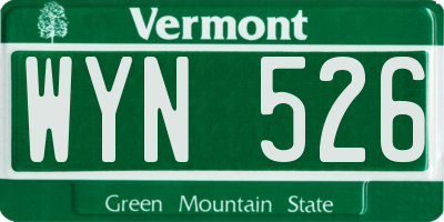VT license plate WYN526
