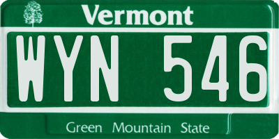 VT license plate WYN546