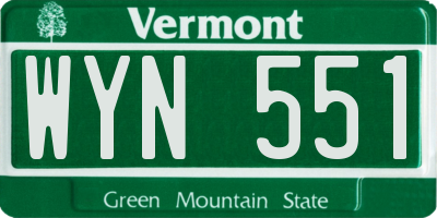 VT license plate WYN551