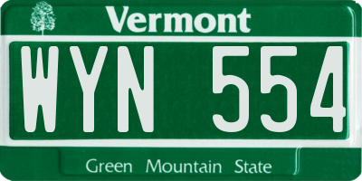 VT license plate WYN554