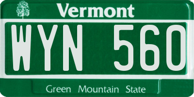 VT license plate WYN560