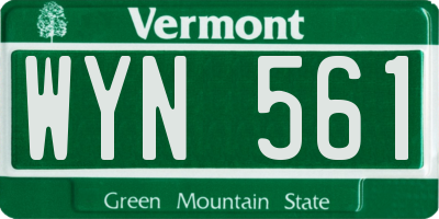 VT license plate WYN561