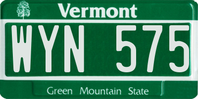 VT license plate WYN575