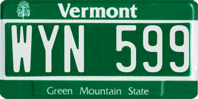 VT license plate WYN599