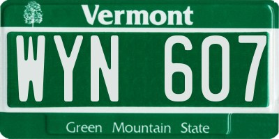 VT license plate WYN607