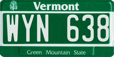 VT license plate WYN638