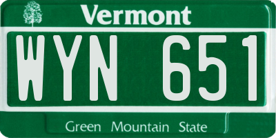VT license plate WYN651