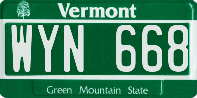 VT license plate WYN668