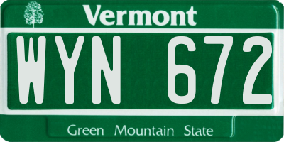 VT license plate WYN672