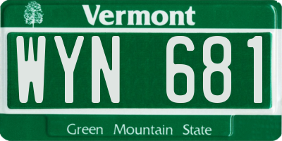 VT license plate WYN681