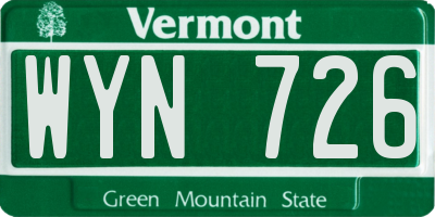 VT license plate WYN726
