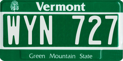 VT license plate WYN727