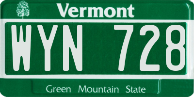VT license plate WYN728