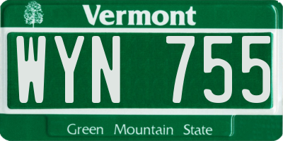 VT license plate WYN755