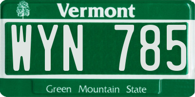 VT license plate WYN785