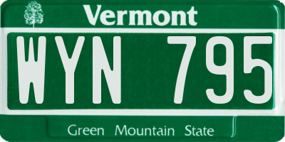 VT license plate WYN795