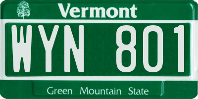 VT license plate WYN801