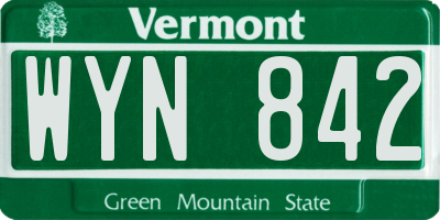 VT license plate WYN842