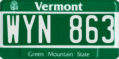 VT license plate WYN863