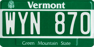 VT license plate WYN870