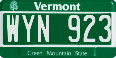 VT license plate WYN923