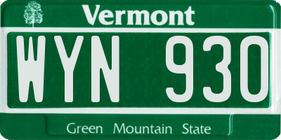 VT license plate WYN930