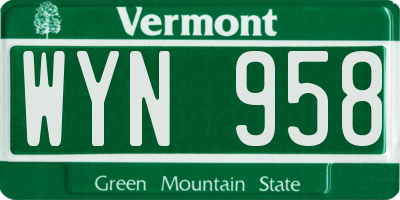 VT license plate WYN958