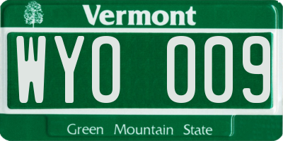 VT license plate WYO009