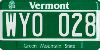 VT license plate WYO028
